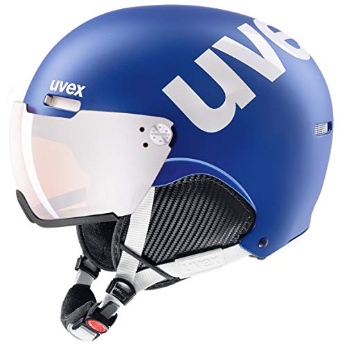 uvex hlmt 500 visor - robuster Skihelm für Damen und Herren - individuelle Größenanpassung - mit Visier - cobalt-white matt - 52-55 cm von Uvex