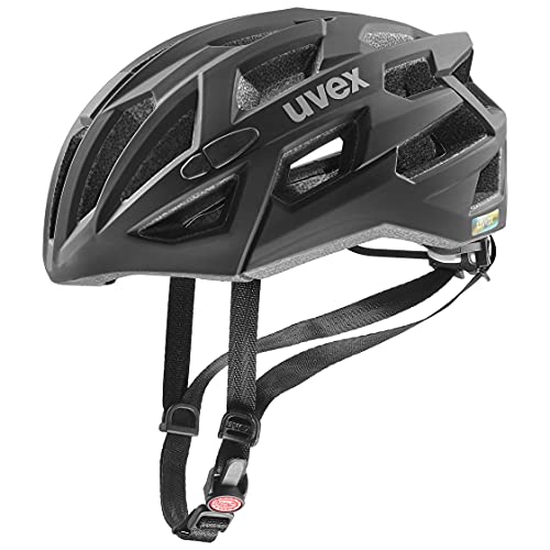 uvex race 7 - sicherer Performance-Helm für Damen und Herren - individuelle Größenanpassung - extra Aufprall-Schutz - black - 51-55 cm von Uvex