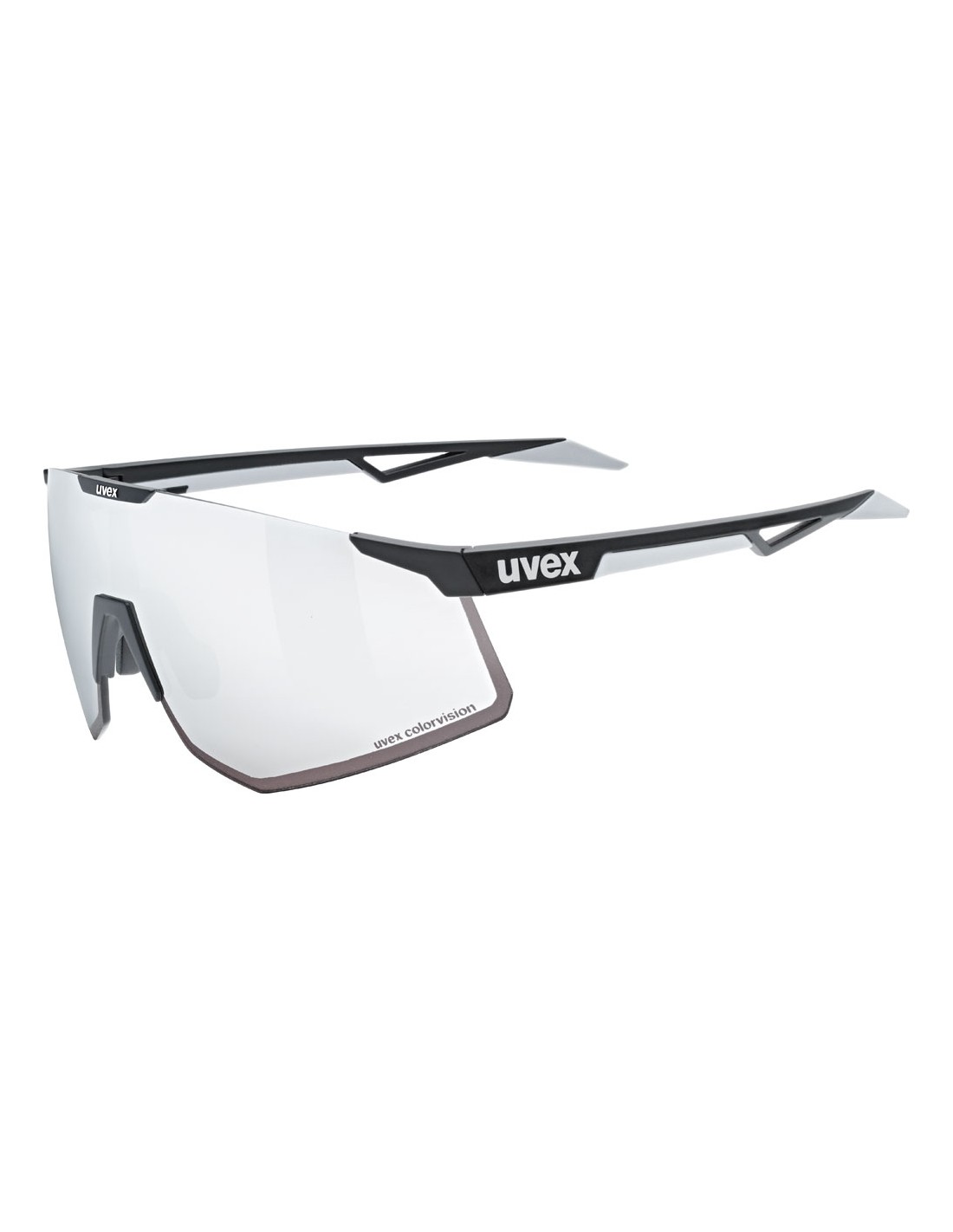 Uvex Sportbrille Pace Perform CV, black matt, uvex colorvision mirror silver Cat. 3 serious silver von Uvex