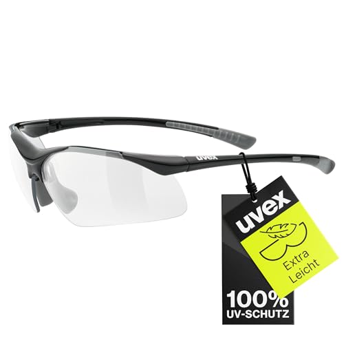 uvex sportstyle 223 - Sportbrille für Damen und Herren - verspiegelt - druckfreier & perfekter Halt - black grey/clear - one size von Uvex