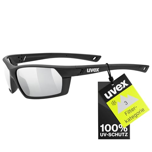 uvex sportstyle 225 - Sportbrille für Damen und Herren - verspiegelt - druckfreier & perfekter Halt - black matt/silver - one size von Uvex