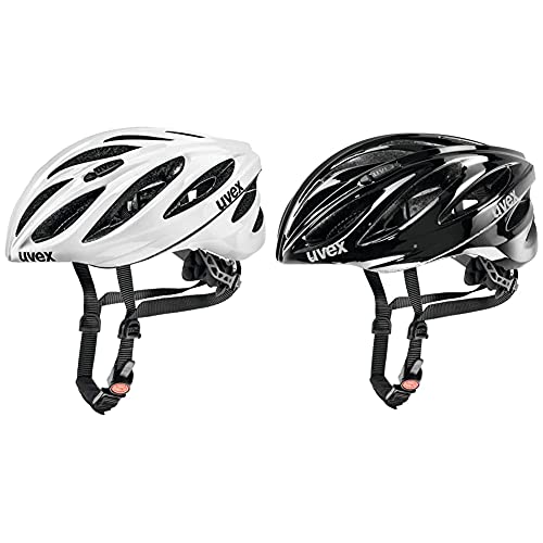 Uvex Unisex – Erwachsene, boss Race Fahrradhelm, White, 55-60 cm & Unisex – Erwachsene, boss Race Fahrradhelm, Black, 55-60 cm von Uvex