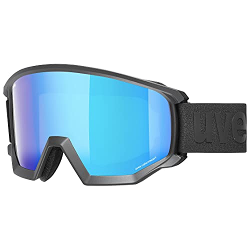 uvex athletic CV - Skibrille für Damen und Herren - Filterkategorie 3 - beschlagfrei - black matt/blue-green - one size von Uvex