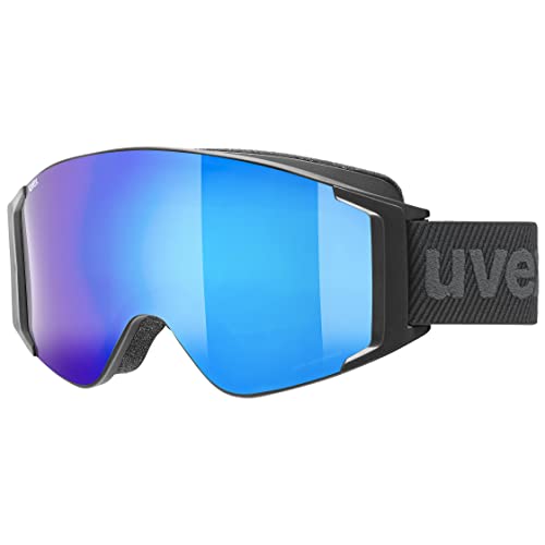 uvex g.gl 3000 TO - Skibrille für Damen und Herren - mit Wechselscheibe - vergrößertes, beschlagfreies Sichtfeld - black matt/blue-lasergold lite - one size von Uvex