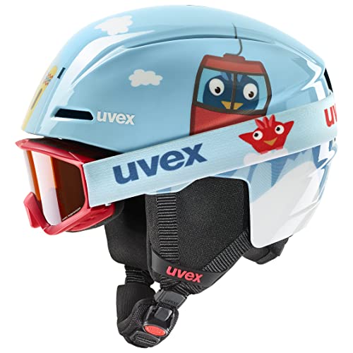 uvex Unisex Kinder, viti Set Skihelm & Skibrille, Light Blue Birdy, 46-50 cm von Uvex