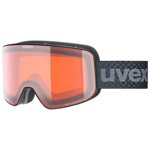 uvex pyrit LG - Skibrille für Damen und Herren - Filterkategorie 2 - vergrößertes, beschlagfreies Sichtfeld - schwarz matt dl-orange-klar S2 - one size von Uvex