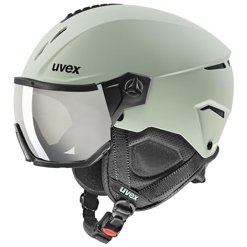 uvex instinct visor - robuster Skihelm für Damen und Herren - mit Visier - optimierte Belüftung - oxid green matt - 59-61 cm von Uvex