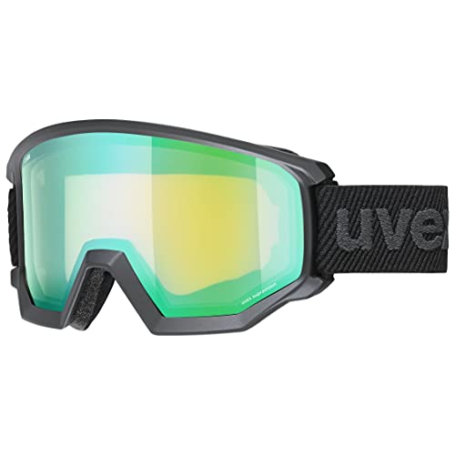 uvex athletic FM - Skibrille für Damen und Herren - Filterkategorie 2 - beschlagfrei - black matt/green-LGL - one size von Uvex