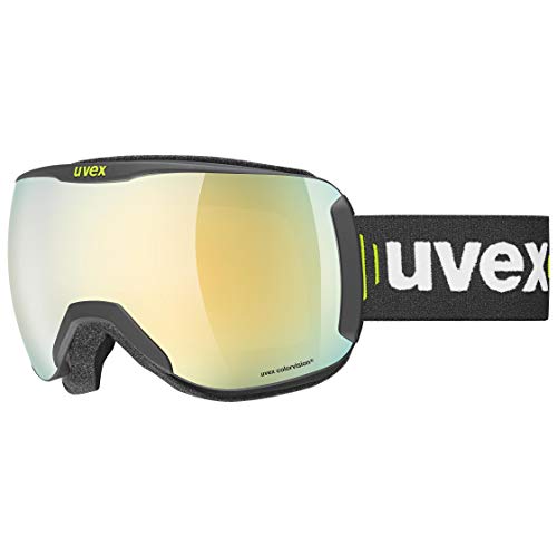 uvex downhill 2100 CV - Skibrille für Damen und Herren - konstraststeigernd - verzerrungs- & beschlagfrei - black matt/gold-green - one size von Uvex
