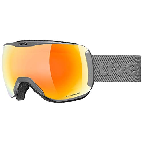 uvex downhill 2100 CV - Skibrille für Damen und Herren - konstraststeigernd - verzerrungs- & beschlagfrei - rhino/orange-orange - one size von Uvex