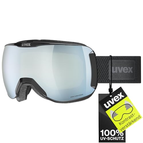 uvex downhill 2100 CV planet - Skibrille für Damen und Herren - konstraststeigernd - beschlagfrei - black/white-green - one size von Uvex