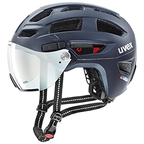 uvex finale visor V - sicherer City-Helm für Damen und Herren - mit Visier - inkl. LED-Licht - deep space matt - 52-57 cm von Uvex