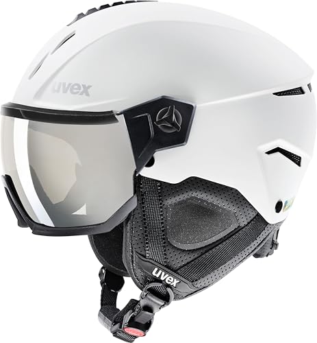 uvex instinct visor - Skihelm für Damen und Herren - mit Visier - individuelle Größenanpassung - white-black matt - 59-61 cm von Uvex