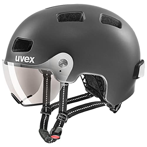 uvex rush visor - leichter City-Helm für Damen und Herren - mit Visier - inkl. LED-Licht - dark silver matt - 58-61 cm uvex rush visor - leichter City-Helm für Damen und Herren - mit Visier - inkl. LED-Licht - dark silver matt - 58-61 cm von Uvex