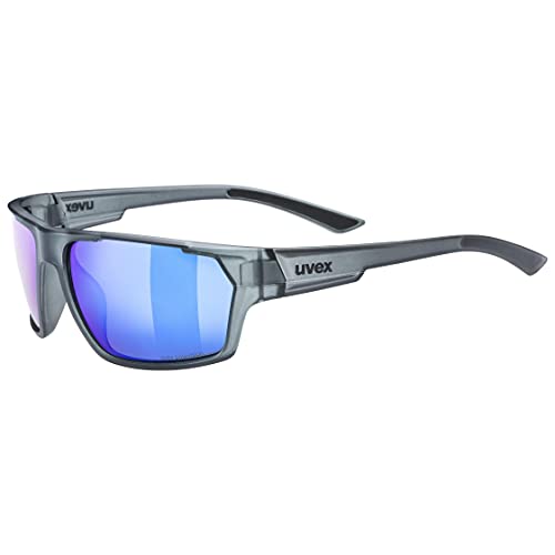 uvex sportstyle 233 P - Outdoorbrille für Damen und Herren - starker Schutz vor Sonnenstrahlung - druckfreier Sitz & perfekter Halt - smoke matt/blue - one size von Uvex