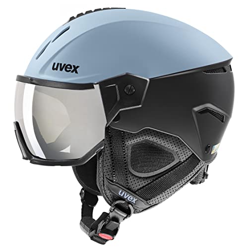 uvex instinct visor - robuster Skihelm für Damen und Herren - Filterkategorie 2 - optimierte Belüftung - glacier - black matt - 53-56 cm von Uvex
