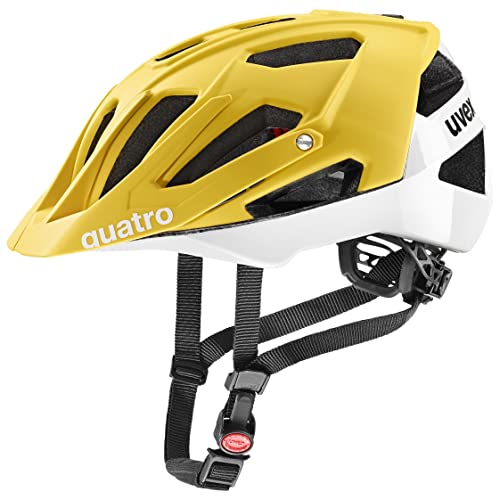 uvex quatro cc - sicherer MTB-Helm für Damen und Herren - individuelle Größenanpassung - optimierte Belüftung - sunbee-white - 52-57 cm von Uvex