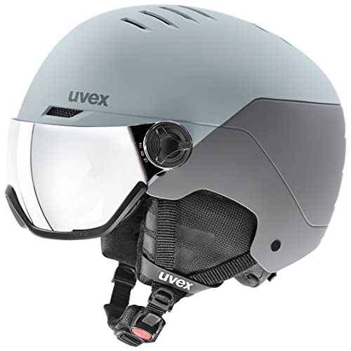 uvex wanted visor - robuster Skihelm für Damen und Herren - mit Visier - optimierte Belüftung - glacier - rhino matt - 54-58 cm von Uvex