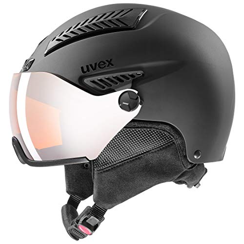 uvex hlmt 600 visor - robuster Skihelm für Damen und Herren - individuelle Größenanpassung - mit Visier - black matt - 55-57 cm von Uvex