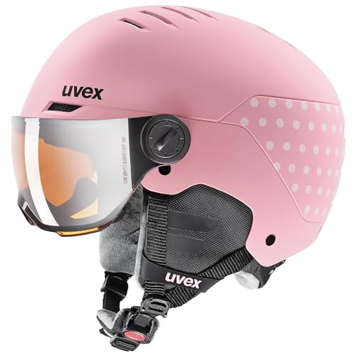 uvex rocket jr visor - robuster Skihelm für Kinder - mit Visier - optimierte Belüftung - pink confetti matt - 51-55 cm von Uvex