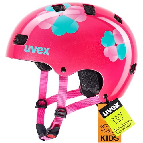 uvex kid 3 - robuster Fahrradhelm für Kinder- individuelle Größenanpassung - optimierte Belüftung - pink flower - 51-55 cm von Uvex