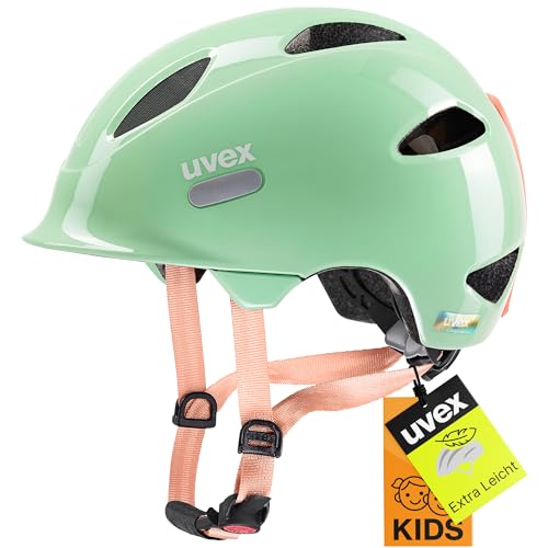 uvex oyo - leichter Fahrradhelm für Kinder - individuelle Größenanpassung - erweiterbar mit LED-Licht - mint-peach - 45-50 cm uvex oyo - leichter Fahrradhelm für Kinder - individuelle Größenanpassung - erweiterbar mit LED-Licht - mint-peach - 45-50 cm von Uvex