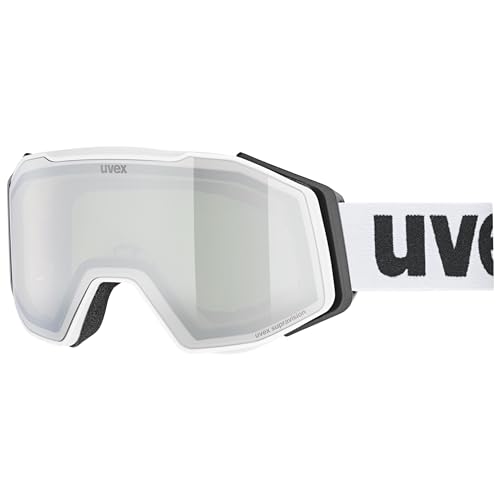 Uvex gravity FM - Skibrille für Damen und Herren - mit Visier - verspiegelt - white matt/silver-green - one size von Uvex