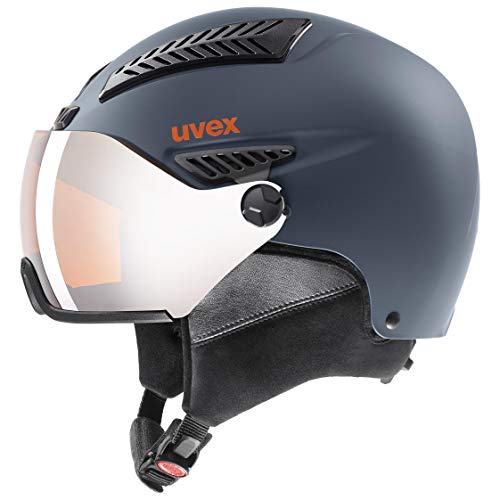 uvex hlmt 600 visor - robuster Skihelm für Damen und Herren - individuelle Größenanpassung - mit Visier - dark slate orange matt - 53-55 cm von Uvex