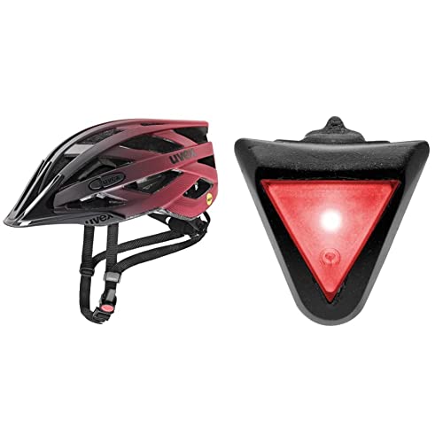 uvex i-vo cc MIPS - Leichter Allround-Helm - Black-red - 52-57 cm & Plug-in LED XB039 Licht - passend für uvex i-vo, uvex air Wing & Finale junior Modelle - Dauer- oder Blinklicht - Black-red von Uvex