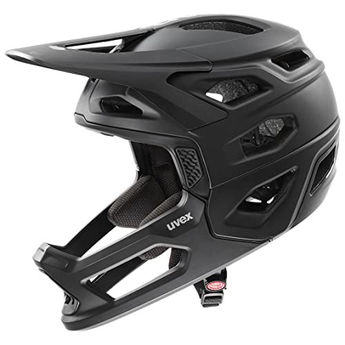 uvex revolt - extrem leichter MTB-Helm für Damen und Herren - individuelle Größenanpassung - abnehmbarer Kinnschutz - all black matt - 52-57 cm von Uvex