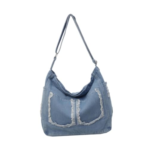 UxicRuya Damen-Umhängetasche aus Denim mit Taschen für die Arbeit, Party, Frühling, Hellblau von UxicRuya