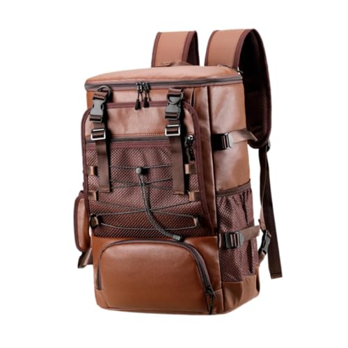 UxicRuya Skateboard Rucksack, Laptoptasche, Business Männer, PU, Bequemes Reisen, Vielseitiger Outdoor Ski Rucksack, Reißverschluss, Skateboard Tasche, Braun von UxicRuya