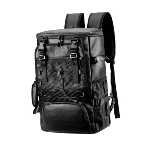 UxicRuya Skateboard Rucksack, Laptoptasche, Business Männer, PU, Bequemes Reisen, Vielseitiger Outdoor Ski Rucksack, Reißverschluss, Skateboard Tasche, Schwarz von UxicRuya