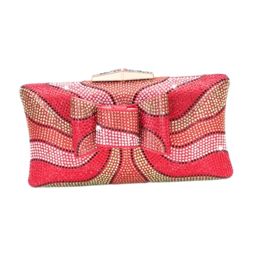 UxicRuya Strass Clutch Abendtasche für Damen Handtasche Tote für Party-Events Bankett, Rot von UxicRuya