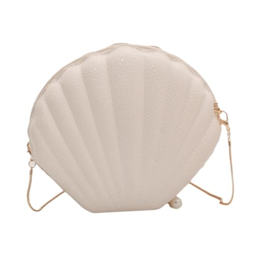 UxicRuya Umhängetasche in Muschelform, Modische Umhängetasche mit Kette für Das Pendeln Im Frühling, Beige von UxicRuya