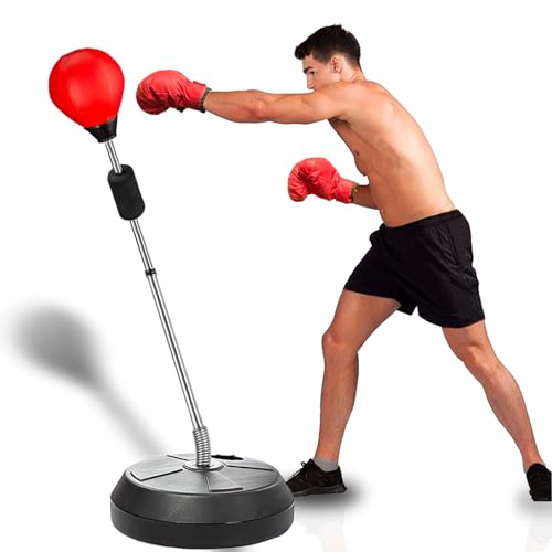 Uxpang Podestal Boxsack für Erwachsene und Jugendliche, Höhenverstellbarer Boxsack mit Ständer, Home Reflex Bag Boxausrüstung für Training und Stressabbau Uxpang Podestal Boxsack für Erwachsene und Jugendliche, Höhenverstellbarer Boxsack mit Ständer, Home Reflex Bag Boxausrüstung für Training und Stressabbau von Uxpang