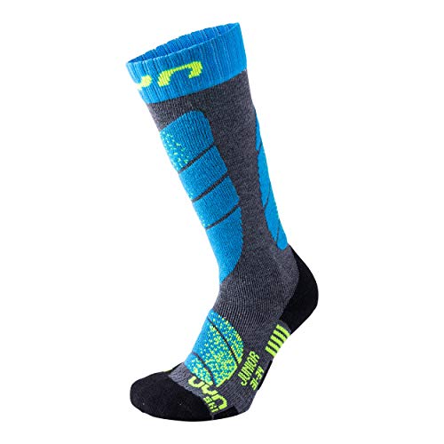 UYN Jungen Junior Skisocken, grau (Medium Grey Melange/Turquoise), 31/34, S100045 UYN Jungen Junior Skisocken, grau (Medium Grey Melange/Turquoise), 31/34, S100045 von UYN