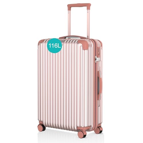 Voyagoux Koffer - 116L, Hartschalenkoffer groß, TSA-Schloss, ABS, 4X 360° Rollen, Robust und Leichtgewicht Suitcase, 76x48x30cm, Roségold Voyagoux Koffer - 116L, Hartschalenkoffer groß, TSA-Schloss, ABS, 4X 360° Rollen, Robust und Leichtgewicht Suitcase, 76x48x30cm, Roségold von V Voyagoux