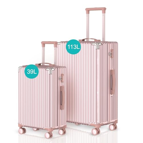Voyagoux Kofferset 2 teilig - 39L & 113L, Hartschalenkoffer Set, TSA-Schloss, ABS, 4X 360° Rollen, Robust und Leichtgewicht Suitcase, Roségold Voyagoux Kofferset 2 teilig - 39L & 113L, Hartschalenkoffer Set, TSA-Schloss, ABS, 4X 360° Rollen, Robust und Leichtgewicht Suitcase, Roségold von V Voyagoux
