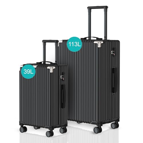 Voyagoux Kofferset 2 teilig - 39L & 113L, Hartschalenkoffer Set, TSA-Schloss, ABS, 4X 360° Rollen, Robust und Leichtgewicht Suitcase, Schwarz Voyagoux Kofferset 2 teilig - 39L & 113L, Hartschalenkoffer Set, TSA-Schloss, ABS, 4X 360° Rollen, Robust und Leichtgewicht Suitcase, Schwarz von V Voyagoux