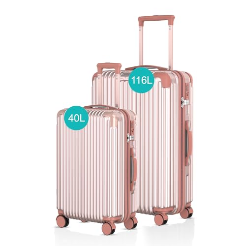 Voyagoux Kofferset 2 teilig - 40L & 116L, Hartschalenkoffer Set, TSA-Schloss, ABS, 4X 360° Rollen, Robust und Leichtgewicht Suitcase, Roségold Voyagoux Kofferset 2 teilig - 40L & 116L, Hartschalenkoffer Set, TSA-Schloss, ABS, 4X 360° Rollen, Robust und Leichtgewicht Suitcase, Roségold von V Voyagoux