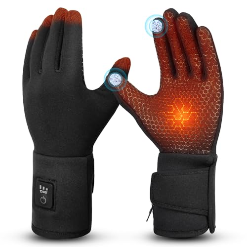 V.Step Elektrische Beheizbare Handschuhe Liner, Wiederaufladbar Beheizte Handschuhe, Touchscreen Heizhandschuhe Winterhandschuhe, 3 Stufige Heizung, Verstellbares Handgelenk, für Outdoor, Size L von V.Step