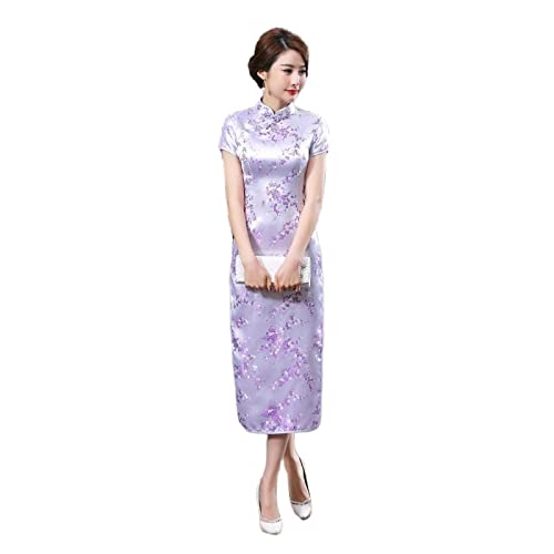VAAX Cheongsam-Kleider Für Damen, Satin National Cheongsam-Kleid Kurzarm, Schmales Maxikleid Jacquard-Blumen-Qipao-Kleid, Elegant, Plus Größe, Sexy Cocktailabend-Hochzeitskleid Für Mädchen, Braut, L VAAX Cheongsam-Kleider Für Damen, Satin National Cheongsam-Kleid Kurzarm, Schmales Maxikleid Jacquard-Blumen-Qipao-Kleid, Elegant, Plus Größe, Sexy Cocktailabend-Hochzeitskleid Für Mädchen, Braut, L von VAAX