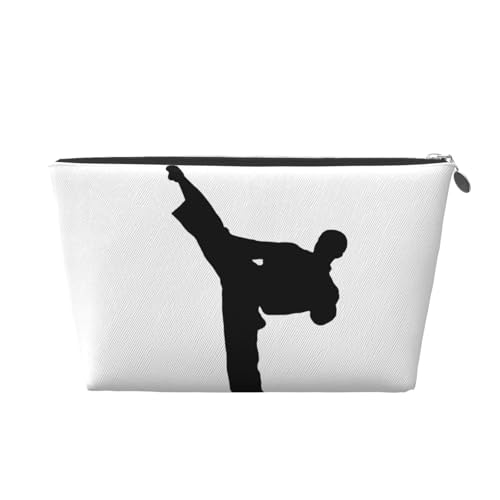 Taekwondo Martial Arts Vagilo Leder-Kulturbeutel, stilvolles und langlebiges Kulturbeutel für Reisende, Kosmetik-Organizer, Make-up-Tasche, Handgepäck, tragbarer Organizer, Reißverschlusstasche, von VAGILO