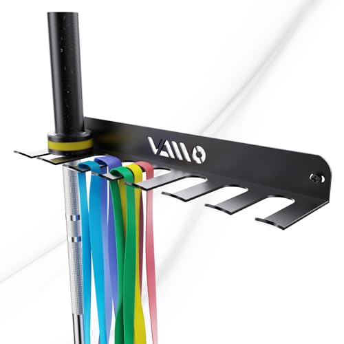 VAIIO Gym Storage Rack With 8 Hooks Multi Purpose Resistance Band Rack Wall Mount Barbell Rack for Exercise Bands Jump Ropes, Chains, Lifting Belts von VAIIO