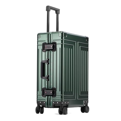 VALCLA Reisekoffer Koffer aus Aluminium-Magnesiumlegierung, Trolley-Koffer, Aluminiumrahmen, geräuscharm, Anti-Fall-Koffer mit Universalrädern Weichschalenkoffer(Dark Green,20in) von VALCLA