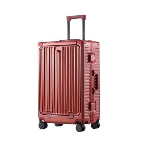 VALCLA Reisekoffer Trolley Koffer mit Universalrädern Unisex Koffer Reisekoffer Hartschalenkoffer Bordkoffer Tragbarer Koffer Weichschalenkoffer(Red,24in) von VALCLA