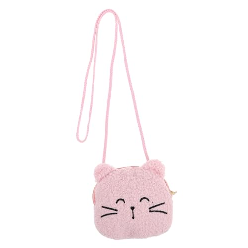 Plüsch Umhängetasche Kuscheltier Geldbörse Katzen Umhängetasche Süße Tier Geldbörse Plüschtasche Katzengeldbörse kleine mädchen geldbörse Bezaubernde Umhängetasche Polyester Rosa VALICLUD von VALICLUD