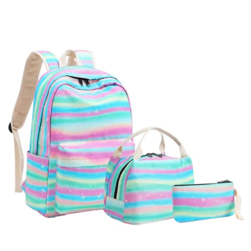 VALICLUD 1 Set 3 Stück Regenbogen Schultasche Büchertasche Rucksäcke Für Mädchen Büchertasche Kinder Schulrucksack Mädchen Schultaschen Regenbogen Schreibwarentasche Regenbogen von VALICLUD