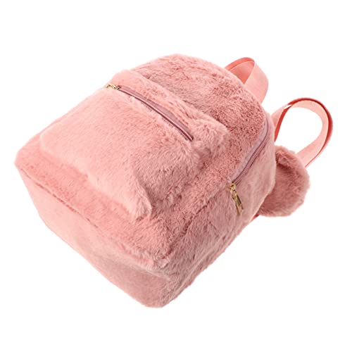 VALICLUD 1Stk pelziger Rucksack Kuscheltier Rucksack Plüsch-Aufbewahrungstasche Tasche für Frauen freizeitrucksack umhängebeutel rucksäcke modischer Rucksack Plüschrucksack für Mädchen Rosa von VALICLUD